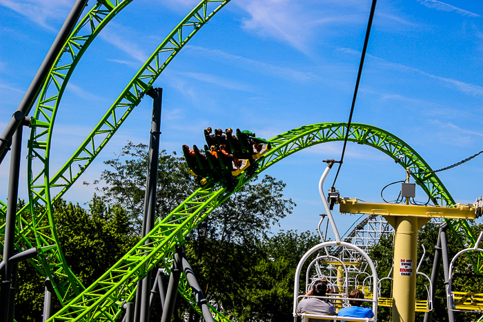 The Monster, a new for 2016 Gerstlauer Infinity roller coaster at Adventureland Amusement Park, Altoona, Iowa