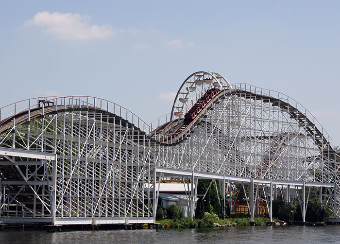 The Hoosier Hurricane roller coaster at Indiana Beach Amusement Resort, Monticello, Indiana