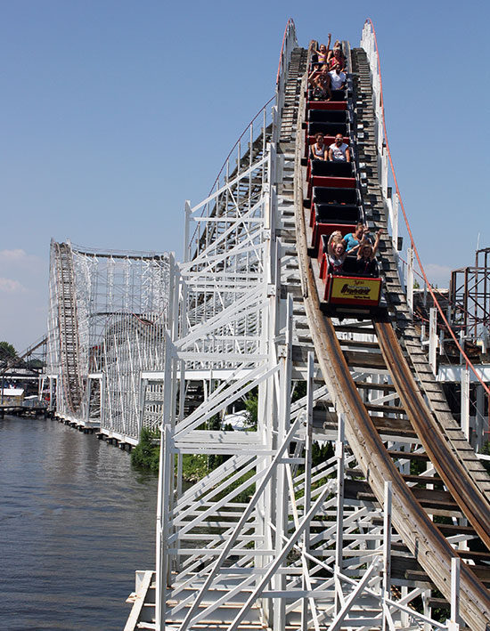 The Hoosier Hurricane roller coaster at Indiana Beach Amusement Resort, Monticello, Indiana