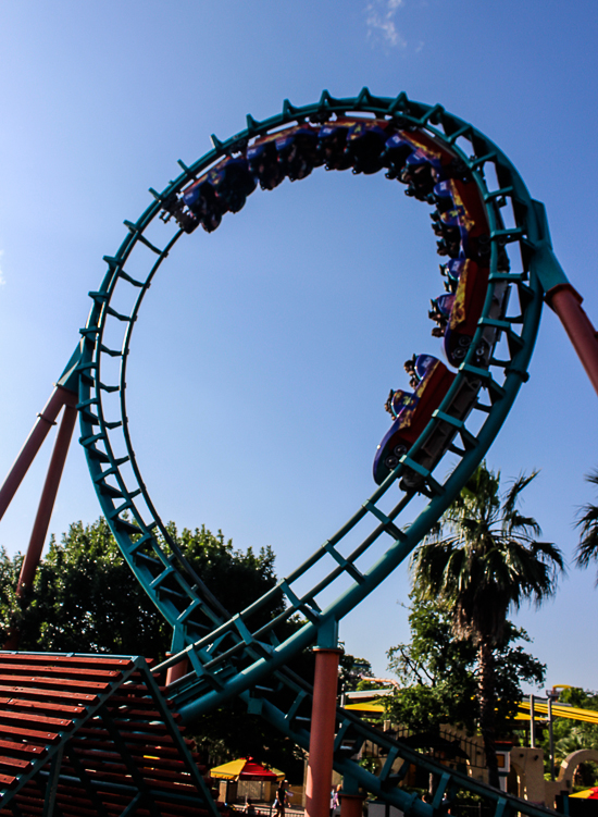 The Boomerang rollercoaster at Six Flags Fiesta Texas, San Antonio, Texas