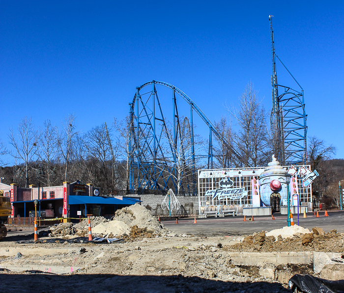 Justice League Battle For Metropolis under construction at Six Flags St. Louis, Eureka, Missouri
