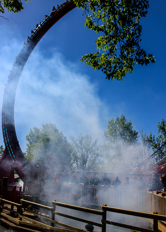 The new For 2016 Fireball coaster loop ride at Six Flags St. Louis, Eureka, Missouri