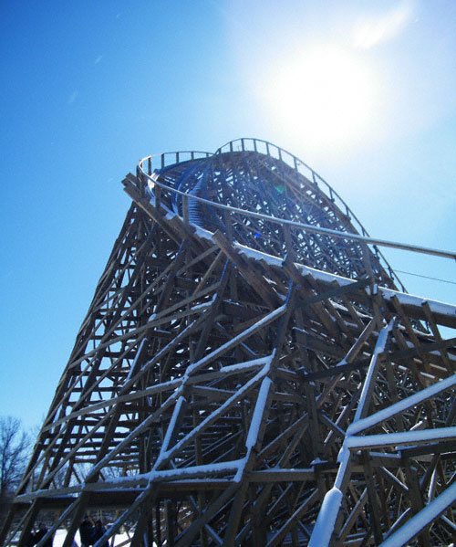 Prowler, the new for 2009 Wooden Coaster at Worlds of Fun, Kansas City, Missouri