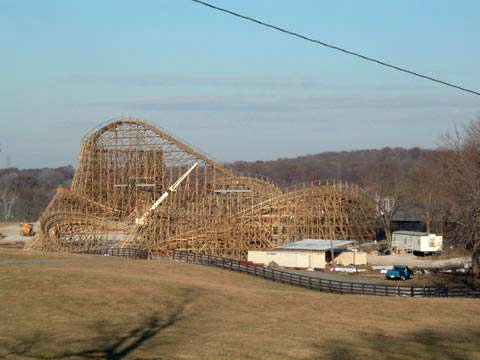 The New For 2006 Kentucky Rumbler Wooden Roller Coaster at Beech Bend Park In Bowling Green, Kentucky