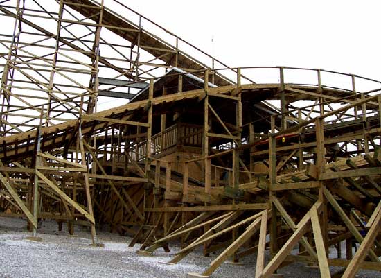 The New For 2006 Kentucky Rumbler Wooden Roller Coaster at Beech Bend Park In Bowling Green, Kentucky