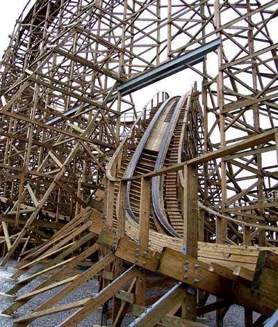 The New For 2006 Kentucky Rumbler Wooden Roller Coaster at Beech Bend Park In Bowling Green, Kentucky