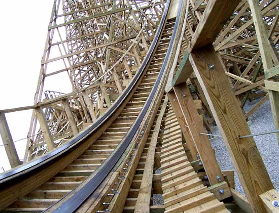 The New For 2006 Kentucky Rumbler Wooden Roller Coaster at Beech Bend Park In Bowling Green, Kentucky