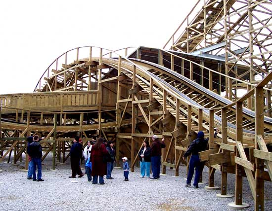 The New For 2006 Kentucky Rumbler Wooden Roller Coaster at Beech Bend Park In Bowling Green, Kentucky