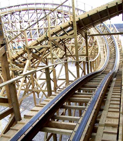 The New For 2006 Kentucky Rumbler Wooden Roller Coaster at Beech Bend Park In Bowling Green, Kentucky