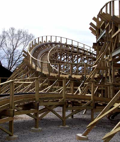 The New For 2006 Kentucky Rumbler Wooden Roller Coaster at Beech Bend Park In Bowling Green, Kentucky