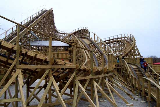 The New For 2006 Kentucky Rumbler Wooden Roller Coaster at Beech Bend Park In Bowling Green, Kentucky