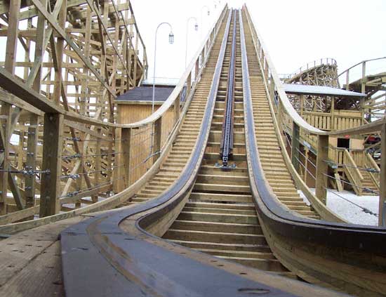 The New For 2006 Kentucky Rumbler Wooden Roller Coaster at Beech Bend Park In Bowling Green, Kentucky