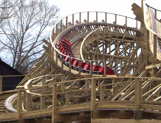 The New For 2006 Kentucky Rumbler Wooden Roller Coaster at Beech Bend Park In Bowling Green, Kentucky