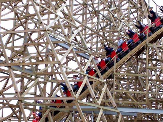 The New For 2006 Kentucky Rumbler Wooden Roller Coaster at Beech Bend Park In Bowling Green, Kentucky