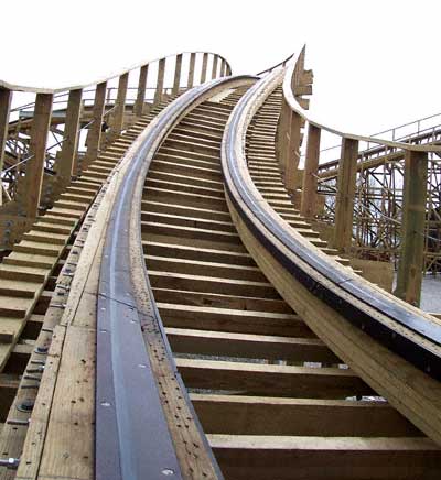 The New For 2006 Kentucky Rumbler Wooden Roller Coaster at Beech Bend Park In Bowling Green, Kentucky