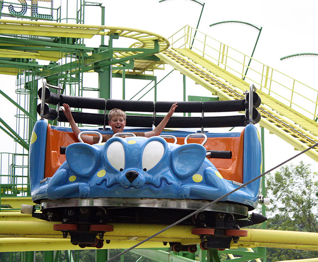 The Wild Mouse Roller Coaster at Beech Bend Park in Bowling Green, Kentucky