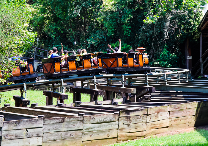 The Carolina Goldrusher roller coaster at Carowinds Theme Park, Charlotte North & South Carolina