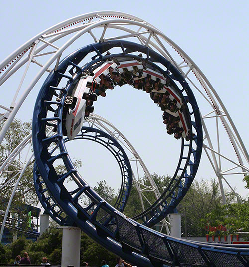 The Corkscrew Roller Coaster at Cedar Point, Sandusky, Ohio