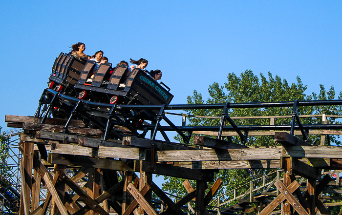 The Cedar Creek Mine Ride roller coaster at Cedar Point, Sandusky, Ohio