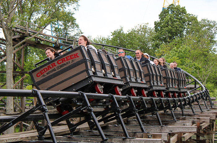 The Cedar Creek Mine Ride roller coaster at Cedar Point, Sandusky, Ohio