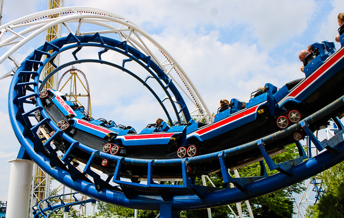 The Corkscrew roller coaster at Cedar Point, Sandusky, Ohio