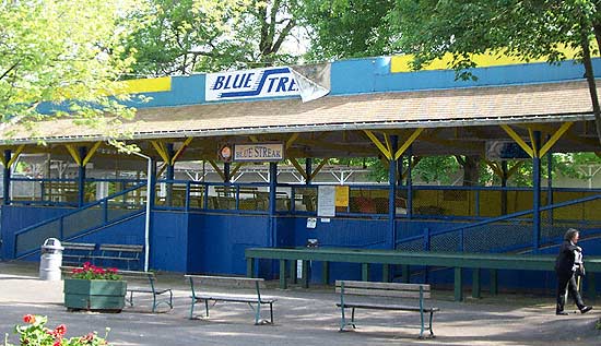 The Blue Streak Rollercoaster At Conneaut Lake Park, Conneaut Lake Pennsylvania