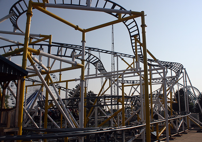 The OCC Motocoaster Roller Coaster at Darien Lake Theme Park, Corfu, New York