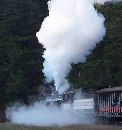 The Dollywood Express Train Engine Blowing Off Steam