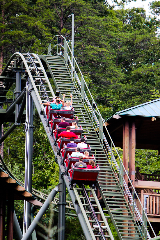 The Firechaser Express rollercoaster at Dollywood Theme Park, Pigeon Forge, Tennessee