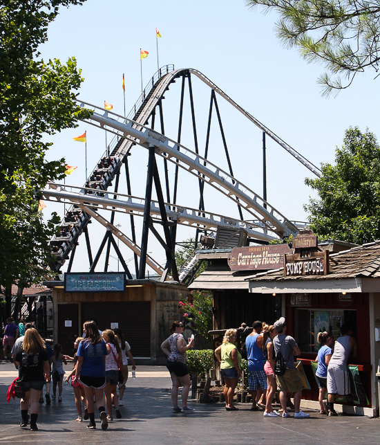 The Silver Bullet Roller Coaster at Frontier City Theme Park, Oklahoma City, Oklahoma