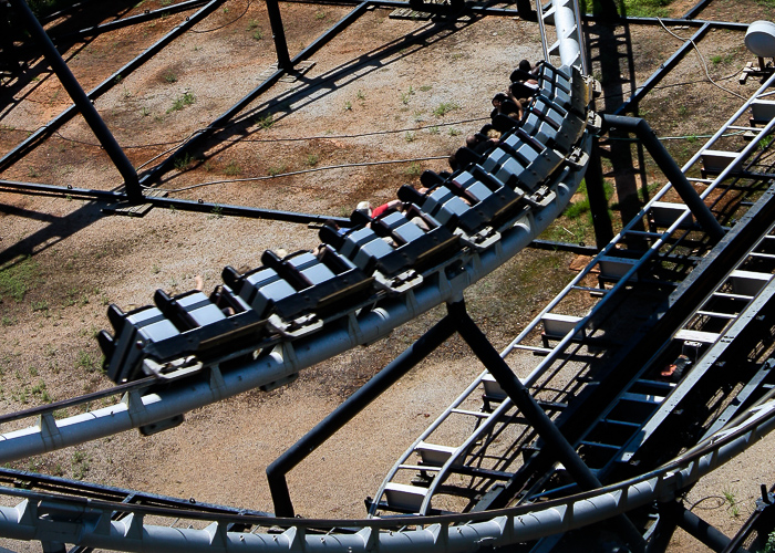 The Silver Bullet Roller Coaster at Frontier City Theme Park, Oklahoma City, Oklahoma