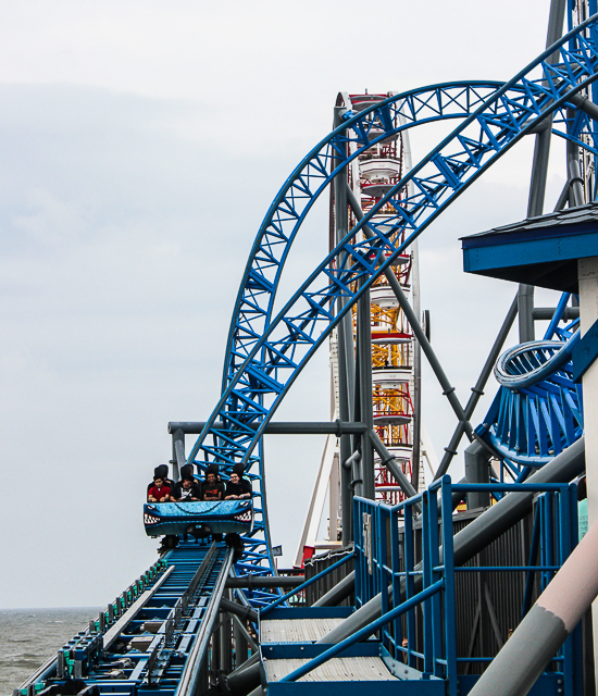 The Iron Shark Roller Coaster at Galveston Island Historic Pleasure Pier, Galveston, Texas