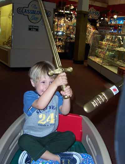 Bond swordfighting @ Holiday World's Stark Raven Mad 2003