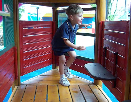 Bond playing in Holidog's Funtown At Holiday World, Santa Claus Indiana