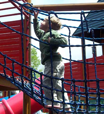 Bond playing around in Holidog's Fun Town At Holiday World, Santa Claus Indiana