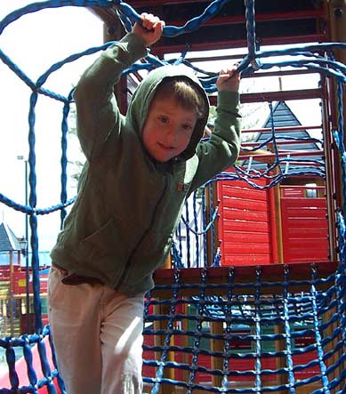 Bond playing around in Holidog's Fun Town At Holiday World, Santa Claus Indiana