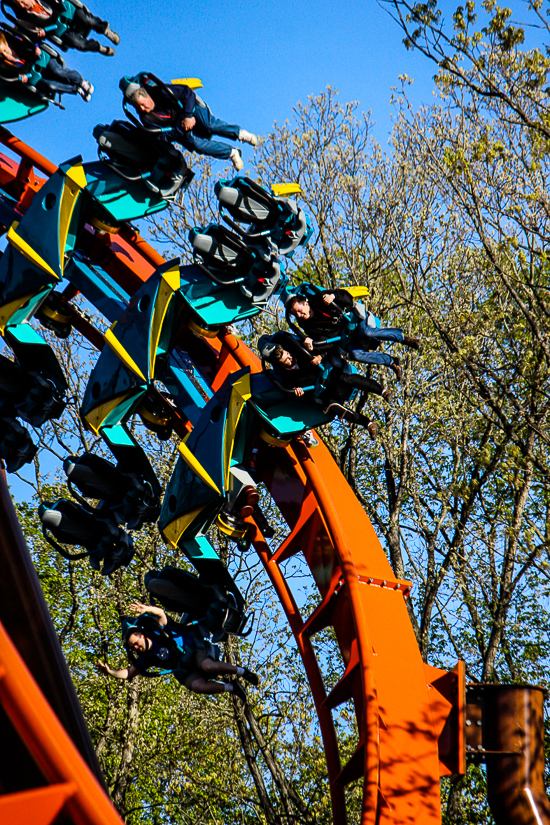 The worlds first launched Wing Rider Rollercoaster Thunderbird at Holiday World, Santa Claus, Indiana