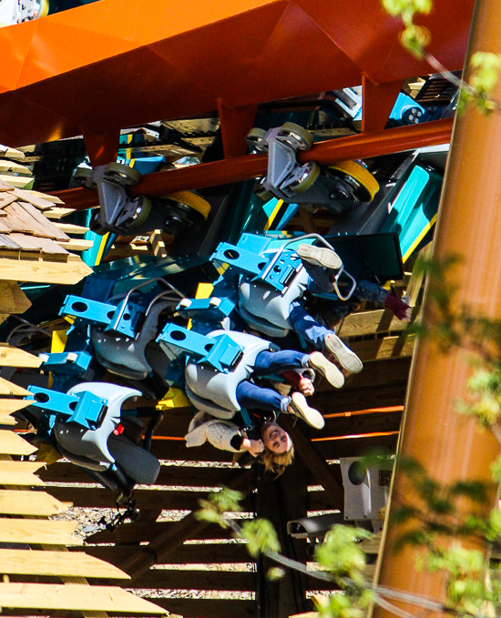 The worlds first launched Wing Rider Rollercoaster Thunderbird at Holiday World, Santa Claus, Indiana