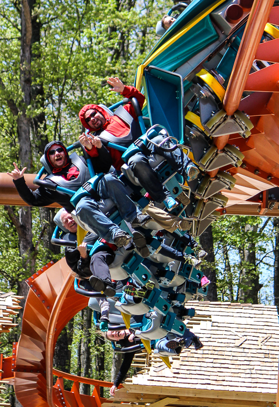 The worlds first launched Wing Rider Rollercoaster Thunderbird at Holiday World, Santa Claus, Indiana