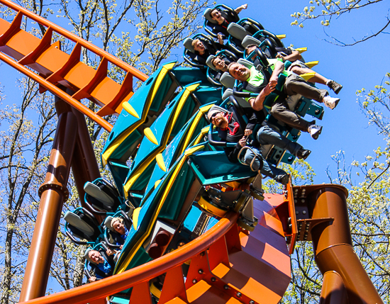 The worlds first launched Wing Rider Rollercoaster Thunderbird at Holiday World, Santa Claus, Indiana