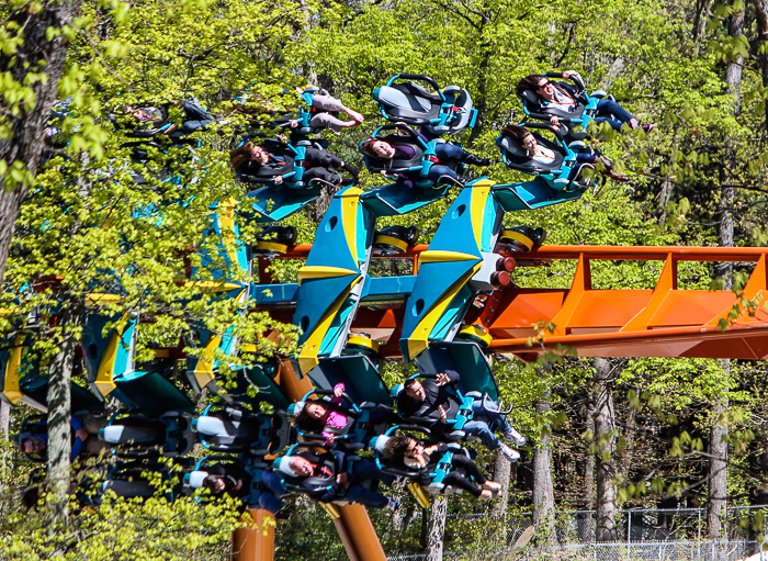 The worlds first launched Wing Rider Rollercoaster Thunderbird at Holiday World, Santa Claus, Indiana