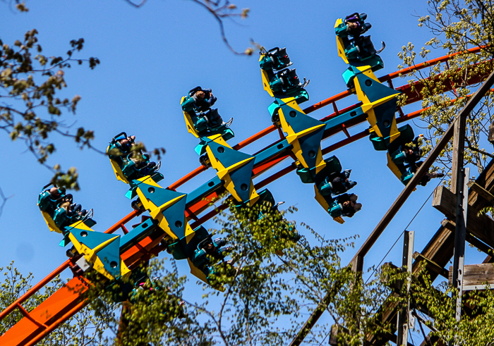 The worlds first launched Wing Rider Rollercoaster Thunderbird at Holiday World, Santa Claus, Indiana