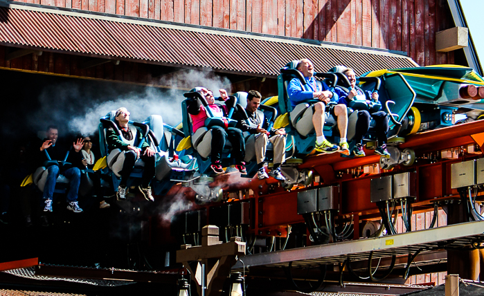 The worlds first launched Wing Rider Rollercoaster Thunderbird at Holiday World, Santa Claus, Indiana