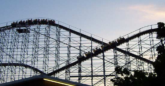 The Hoosier Hurricane and Cornball Express Rollercoaster at Indiana Beach, Monticello, Indiana