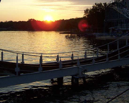 Sunset & The Hoosier Hurricane Rollercoaster at Indiana Beach, Monticello, Indiana