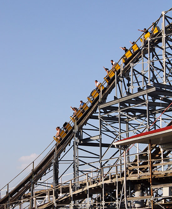 The Cornball Express Rollercoaster at Indiana Beach Amusement Resort, Monticello, Indiana