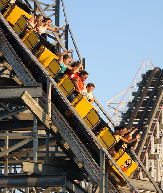 The Cornball Express Rollercoaster at Indiana Beach Amusement Resort, Monticello, Indiana