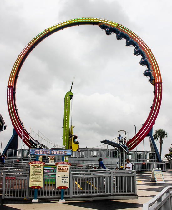 Kemah Boardwalk including the Boardwalk Bullet rollercoaster in Kemah, Texas