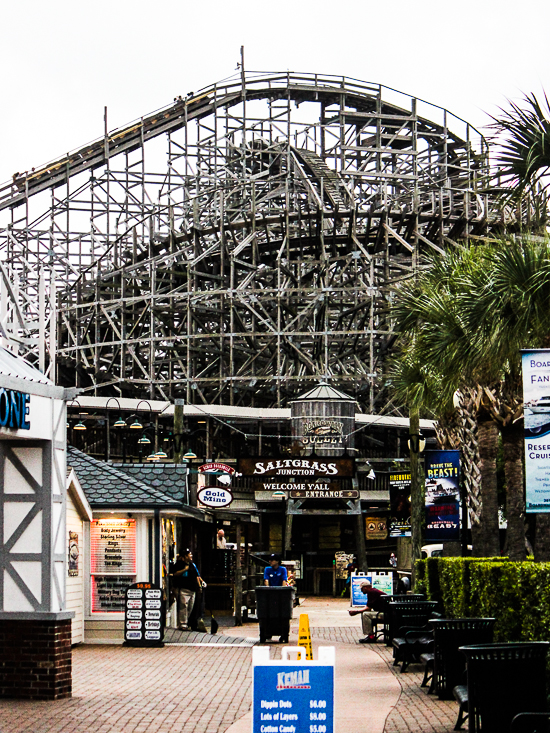 Kemah Boardwalk including the Boardwalk Bullet rollercoaster in Kemah, Texas