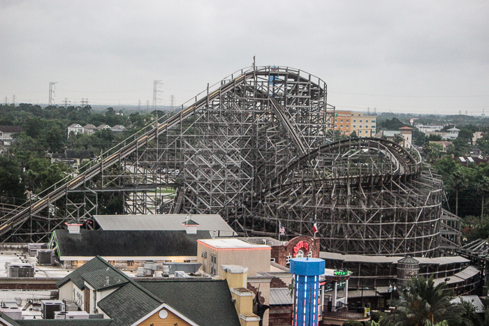 Kemah Boardwalk including the Boardwalk Bullet rollercoaster in Kemah, Texas